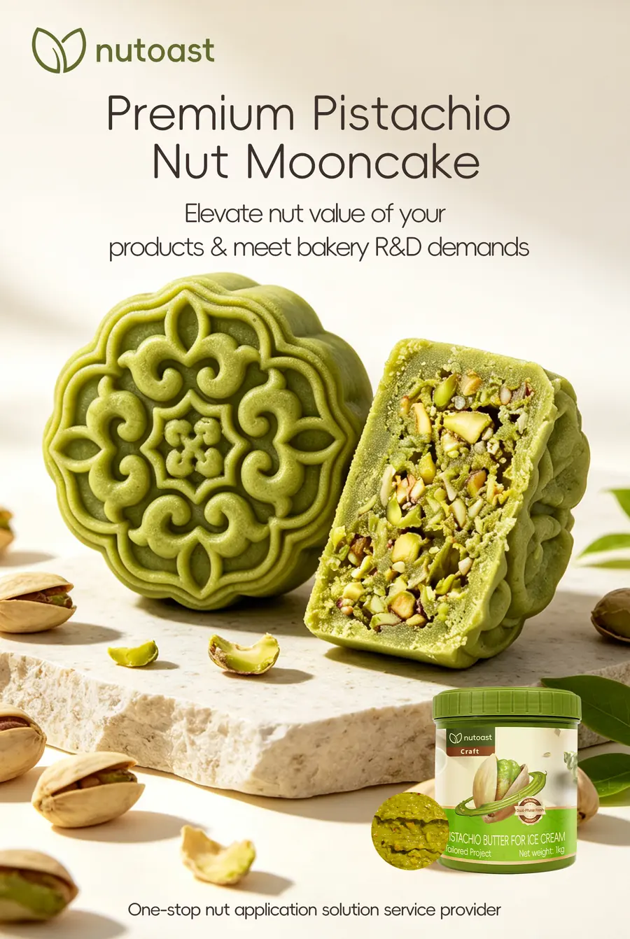 Premium Pistachio Nut Mooncake with whole pistachio kernels