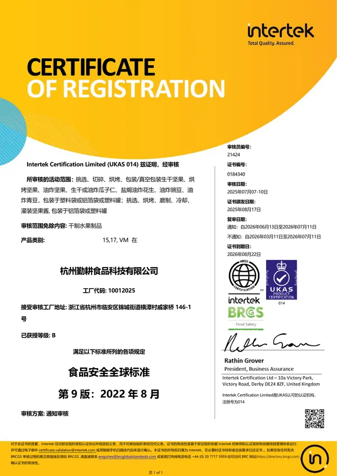 BRC certificate