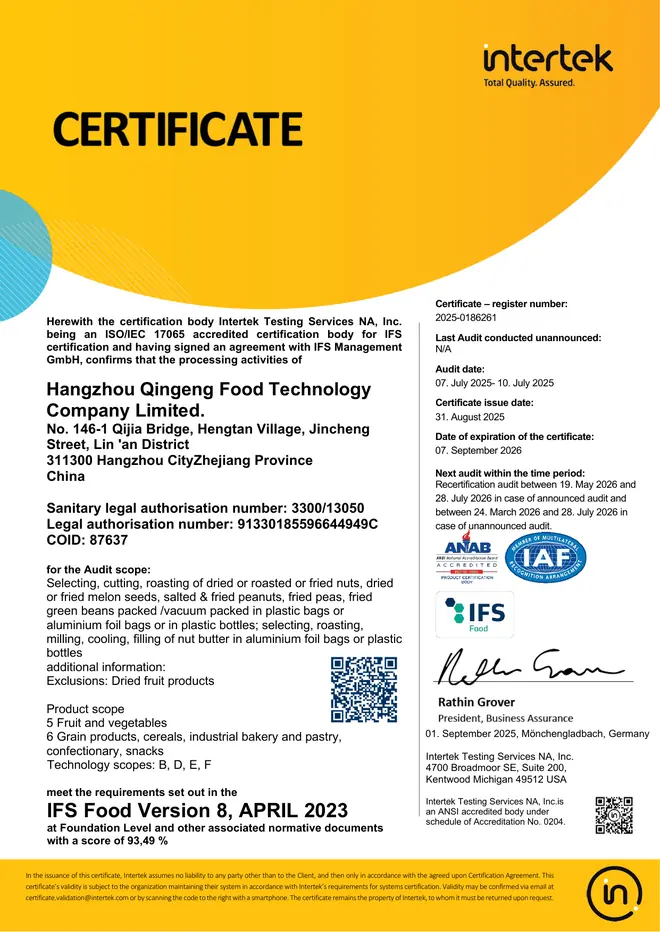 IFS Food certificate